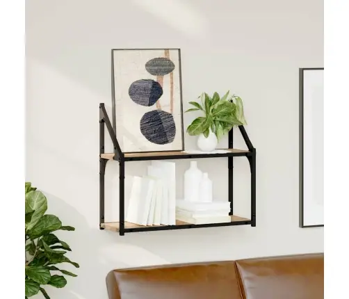 Sienas Plaukts Ar Plauktu Amatnieku Ozola 60 X 21 X 51 Cm Vidaxl