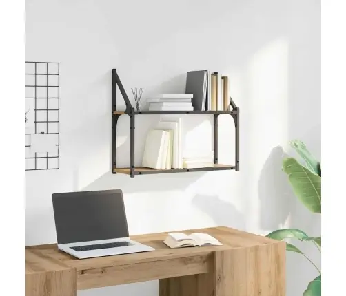 Sienas Plaukts Ar Plauktu Amatnieku Ozola 60 X 21 X 51 Cm Vidaxl