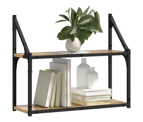 Sienas Plaukts Ar Plauktu Amatnieku Ozola 60 X 21 X 51 Cm Vidaxl