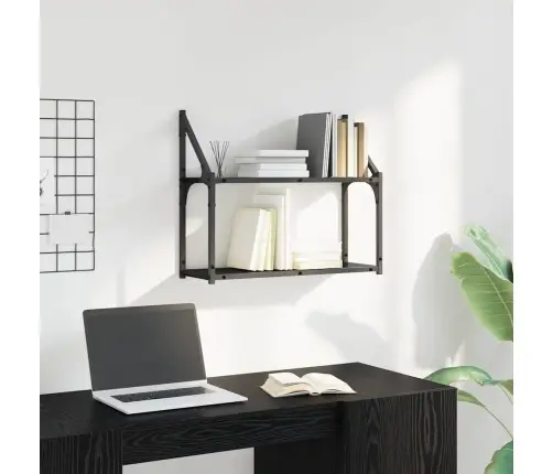 Sieninė Lentyna Juoda Ąžuolo 60 X 21 X 51 Cm Apdirbta Mediena