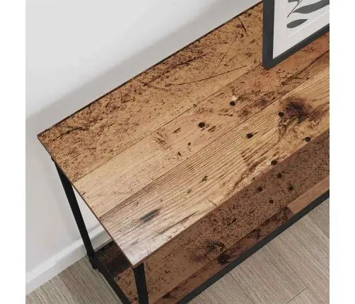 Konsoollaud Riiuliga Vana Puit 101 X 30.5 X 75 Cm Tehispuit