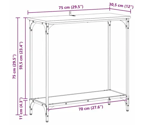 Konsoles Galds Vecs Koks 75 X 30.5 X 75 Cm Inženierijas Koks Vidaxl Konsoles Galds Vecs Koks 75 X 30.5 X 75 Cm Inženierijas Koks Vidaxl