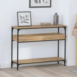 Konsoollaud Riiuliga Käsitöötamm 100 X 29 X 75 Cm Tehispuit