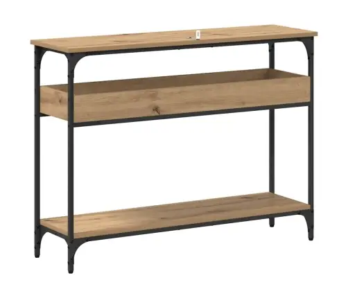 Konsoollaud Riiuliga Käsitöötamm 100 X 29 X 75 Cm Tehispuit