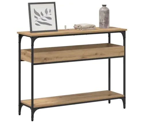 Konsoollaud Riiuliga Käsitöötamm 100 X 29 X 75 Cm Tehispuit