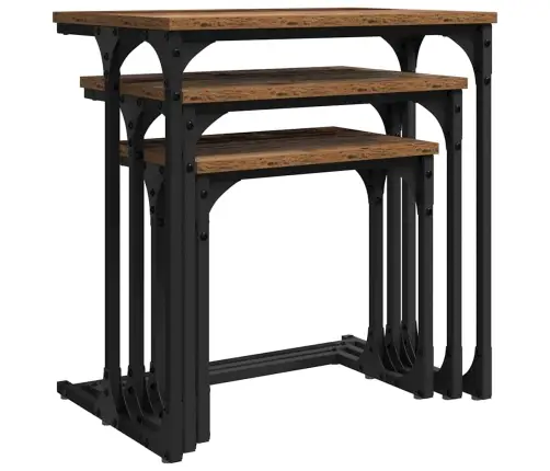 Iekšējais Kafijas Galds 3 Pcs Vecs Koks 50.5 X 35 X 53 Cm Vidaxl