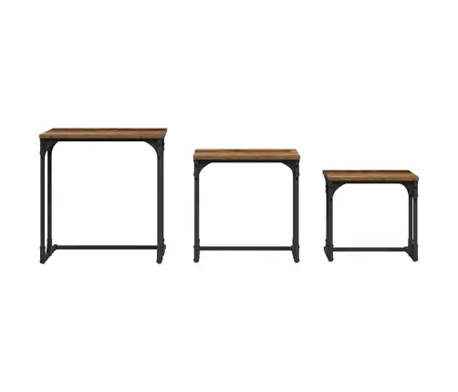 Iekšējais Kafijas Galds 3 Pcs Vecs Koks 50.5 X 35 X 53 Cm Vidaxl