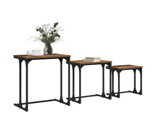 Iekšējais Kafijas Galds 3 Pcs Vecs Koks 50.5 X 35 X 53 Cm Vidaxl