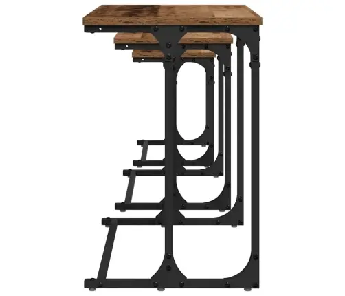 Iekšējais Kafijas Galds 3 Pcs Vecs Koks 50.5 X 35 X 53 Cm Vidaxl