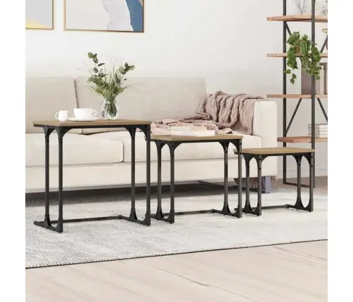 Pesastatav Kohvilaua 3 Pcs Käsitöötamm 50.5 X 35 X 53 Cm