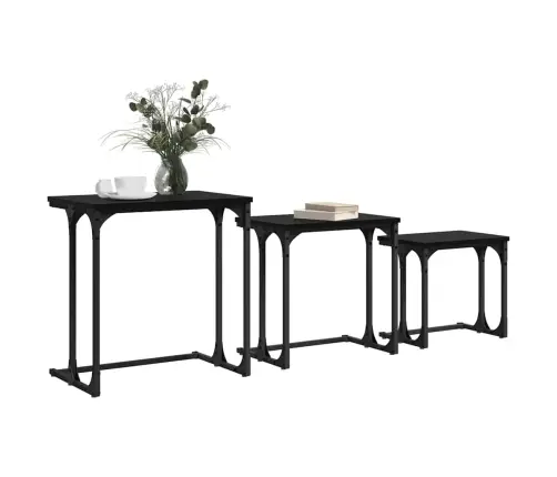 Iekšējais Kafijas Galds 3 Pcs Melns Ozols 50.5 X 35 X 53 Cm Vidaxl