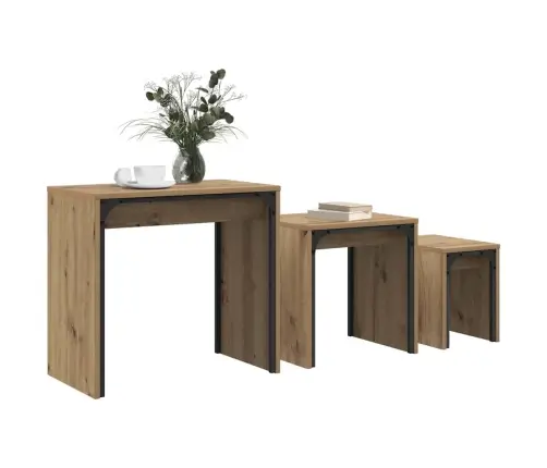 Lizdinių Kavos Stalas 3 Pcs Artisano Ąžuolo 60 X 35 X 56 Cm