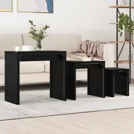 Iekšējais Kafijas Galds 3 Pcs Melns Ozols 60 X 35 X 56 Cm Vidaxl