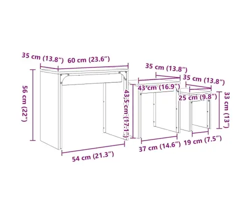 Kohvilaud 3 Pcs Must Tamm Tehispuit