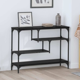 Konsoollaud Riiuliga Must Tamm 100 X 30 X 75 Cm Tehispuit