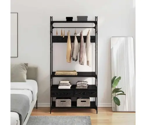Skapis Melns Ozols 89 X 39 X 184.5 Cm Inženierijas Koks Vidaxl