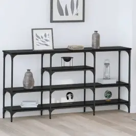 Konsolinis Stalas Su Lentyna Juoda Ąžuolo 160 X 29 X 80 Cm