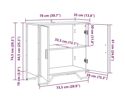 Kõide Must Tamm 78 X 35 X 74.5 Cm