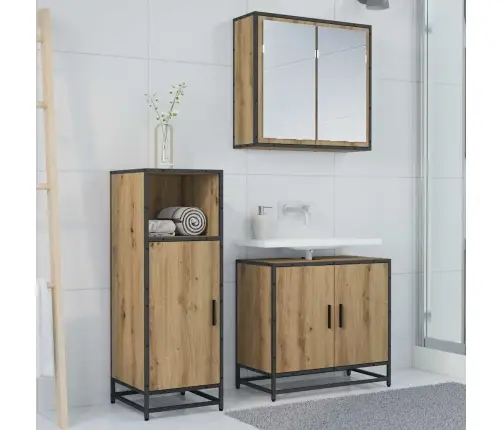 Vannitoa Kapp Uksega Käsitöötamm 35 X 37.5 X 100 Cm Tehispuit