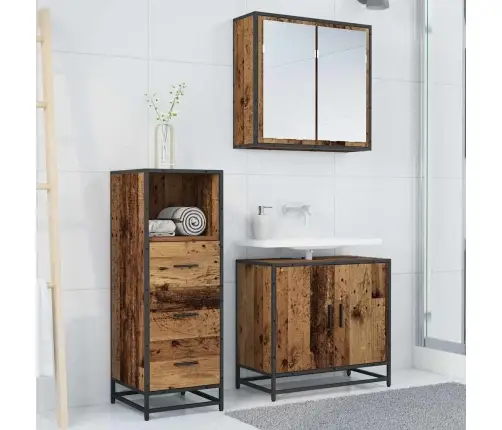 Vannas Istabas Skapītis Vecs Koks 35 X 37.5 X 100 Cm Vidaxl