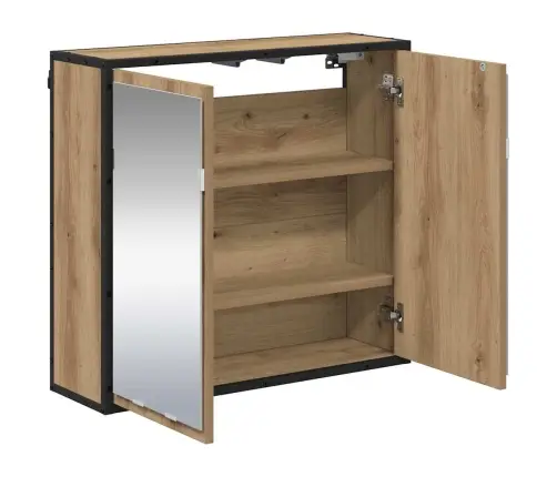 Vannas Istabas Spoguļu Skapis Amatnieku Ozola 65 X 20 X 60 Cm Vidaxl