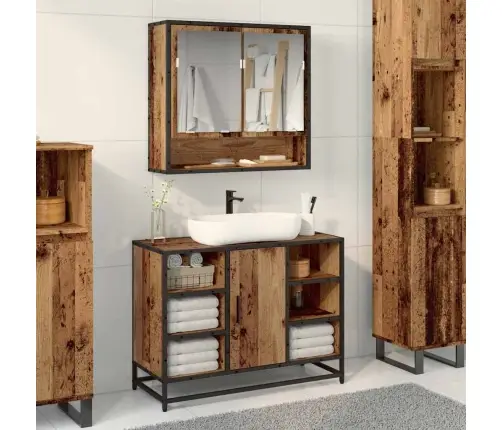 Vannas Istabas Spoguļu Skapis Vecs Koks 65 X 20 X 60 Cm Vidaxl