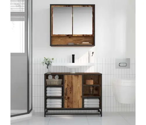 Vannas Istabas Spoguļu Skapis Vecs Koks 65 X 20 X 60 Cm Vidaxl