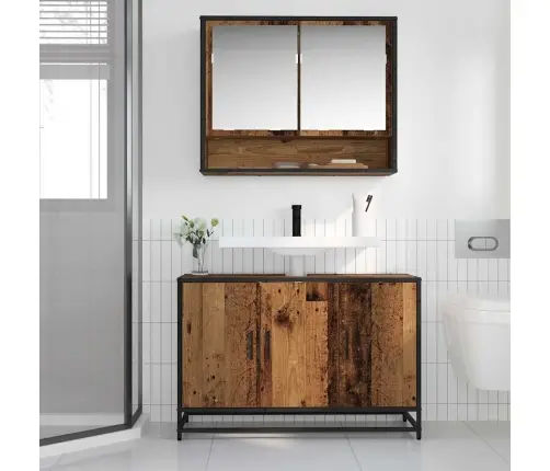 Vonios Kriauklės Spinta Su Lentyna Sena Mediena 90 X 33 X 60 Cm Vonios Kriauklės Spinta Su Lentyna Sena Mediena 90 X 33 X 60 Cm