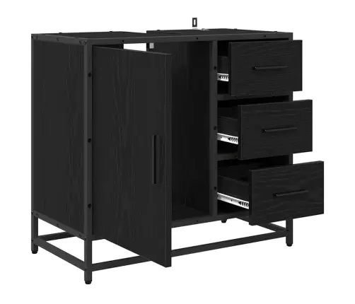 Vannitoa Kapp Sahtliga Must Tamm 65 X 33 X 60 Cm Tehispuit