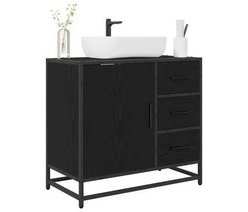 Vannitoa Kapp Sahtliga Must Tamm 65 X 33 X 60 Cm Tehispuit