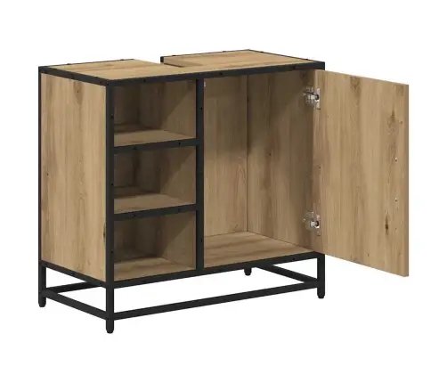 Vannas Istabas Izlietnes Skapītis Ar Plauktu Amatnieku Ozola Vidaxl