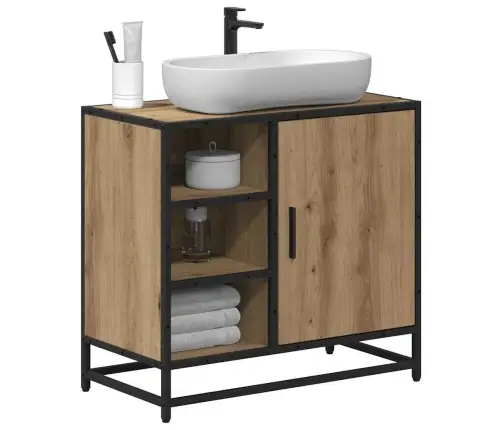 Vannas Istabas Izlietnes Skapītis Ar Plauktu Amatnieku Ozola Vidaxl