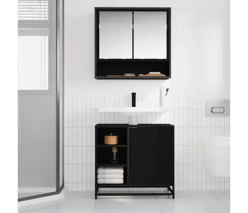 Vannas Istabas Izlietnes Skapītis Melns Ozols 65 X 33 X 60 Cm Vidaxl