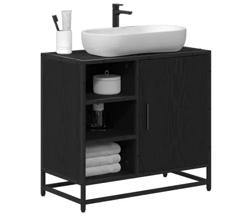 Vannas Istabas Izlietnes Skapītis Melns Ozols 65 X 33 X 60 Cm Vidaxl