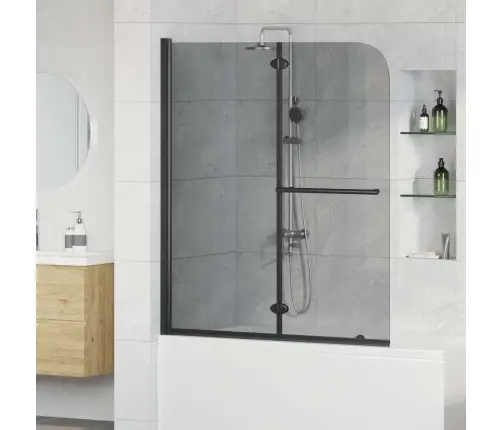 Dušas Apdare Melna 95 X 140 Cm Esg Stikls Un Alumīnijs Vidaxl
