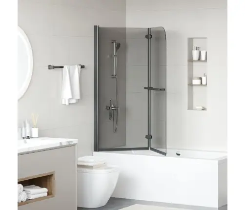 Dušas Apdare Melna 95 X 140 Cm Esg Stikls Un Alumīnijs Vidaxl