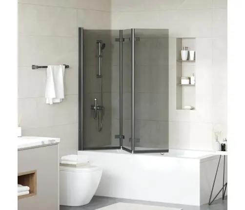 Dušas Apdare Melna 130 X 138 Cm Esg Stikls Un Alumīnijs Vidaxl