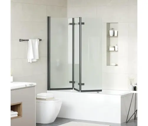 Dušas Apdare Melna 130 X 138 Cm Esg Stikls Un Alumīnijs Vidaxl