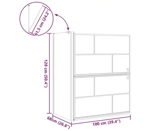 Vanni Dušiekraan Must Ja Läbipaistev 116 X 68 X 128 Cm