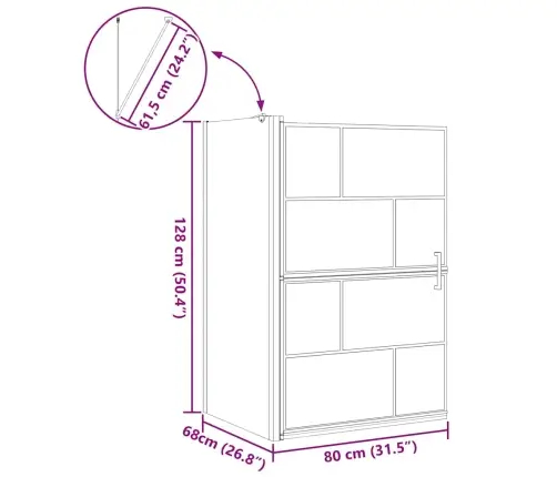 Vannas Dušas Ekrāns Melna Un Caurspīdīga 80 X 67 X 129.5 Cm Vidaxl
