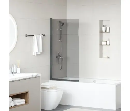 Vannas Dušas Ekrāns Melna 68 X 130 Cm Temperēts Stikls