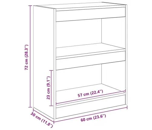 Grāmatplaukts Melns Ozols 60 X 30 X 72 Cm Inženierijas Koks Vidaxl