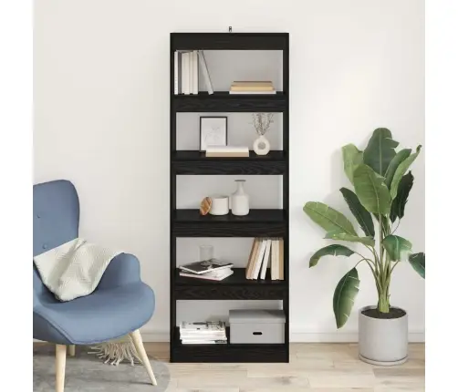 Grāmatplaukts Melns Ozols 60 X 30 X 166 Cm Inženierijas Koks Vidaxl