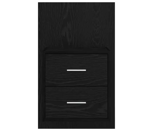 Sieninis Naktinis Staliukas Su Stalčių 2 Pcs Juodas Ąžuolas