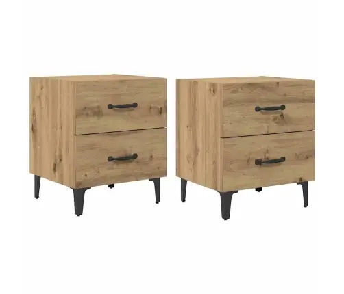 Gultas Skapis 2 Pcs Amatnieku Ozola 40 X 35 X 47.5 Cm Vidaxl