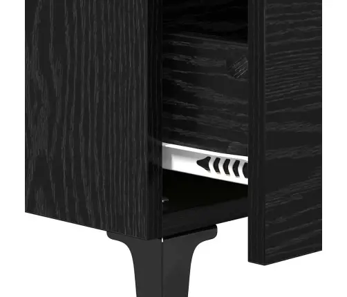 Gultas Skapis Melns Ozols 40 X 35 X 47.5 Cm Inženierijas Koks Vidaxl