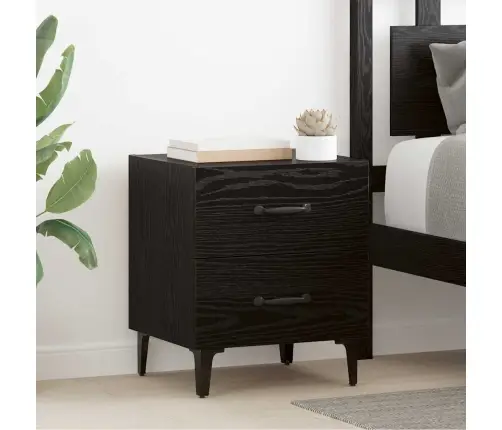 Gultas Skapis Melns Ozols 40 X 35 X 47.5 Cm Inženierijas Koks Vidaxl