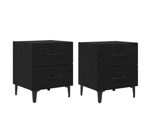 Lovos Spintelė 2 Pcs Juodas Ąžuolas 40 X 35 X 47,5 Cm