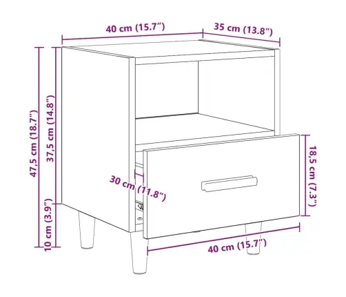 Nakts Skapītis Melns Ozols 40 X 35 X 47.5 Cm Inženierijas Koks Vidaxl Nakts Skapītis Melns Ozols 40 X 35 X 47.5 Cm Inženierijas Koks Vidaxl