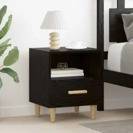 Nakts Skapītis Ar Atvilktni 2 Pcs Melns Ozols 40 X 35 X 47.5 Cm Vidaxl